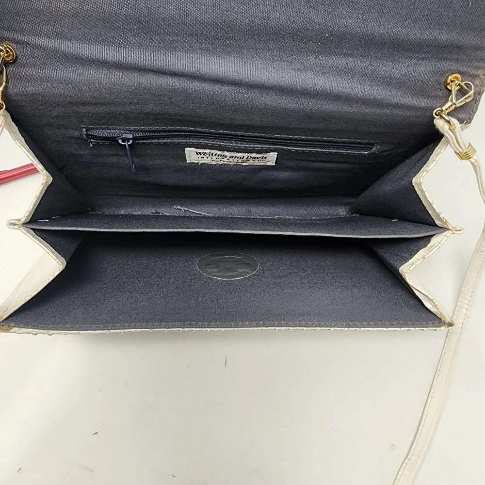 Whiting And Davis International White Metal Mesh Clutch Purse Crossbody‎ Bag VTG